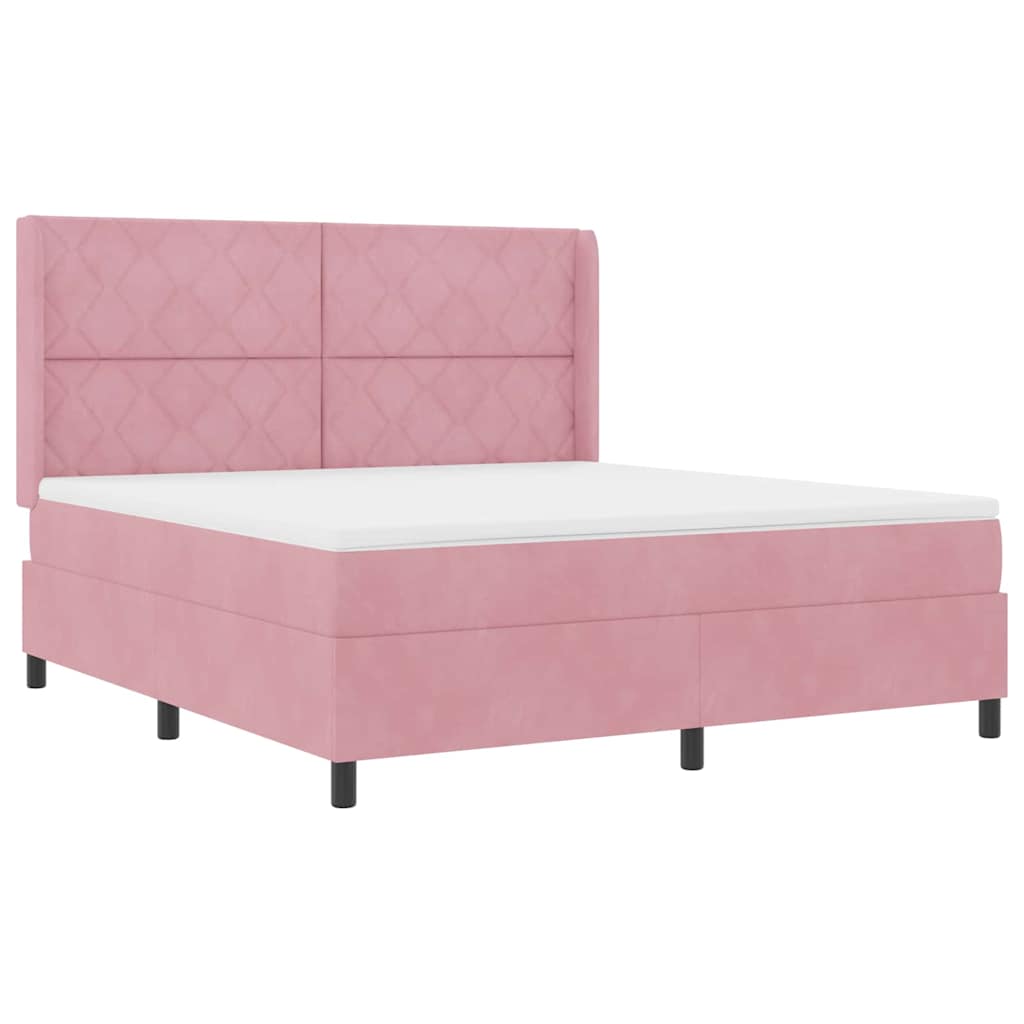 LED Boxspringbett mit Matratze Rosa 180 x 200 cm Samt