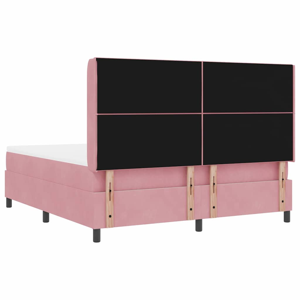 LED Boxspringbett mit Matratze Rosa 180 x 200 cm Samt