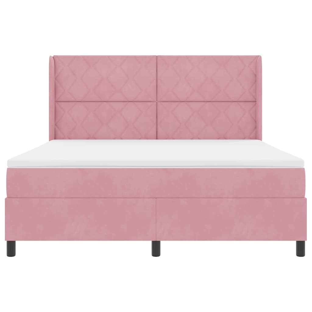 LED Boxspringbett mit Matratze Rosa 180 x 200 cm Samt