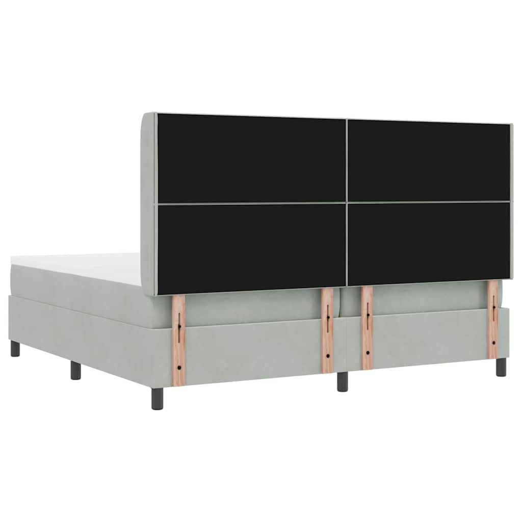 LED Boxspringbett mit Matratze Hellgrau 200 x 200 cm Samt