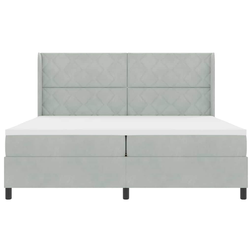 LED Boxspringbett mit Matratze Hellgrau 200 x 200 cm Samt
