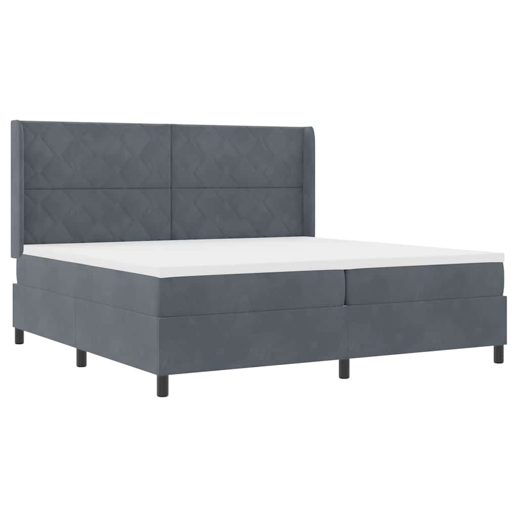 LED Boxspringbett mit Matratze Dunkelgrau 200 x 200 cm Samt