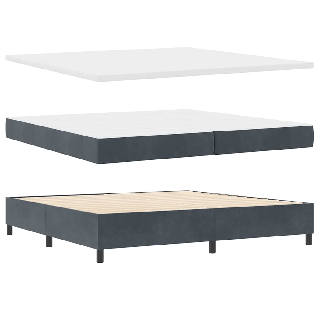 LED Boxspringbett mit Matratze Dunkelgrau 200 x 200 cm Samt