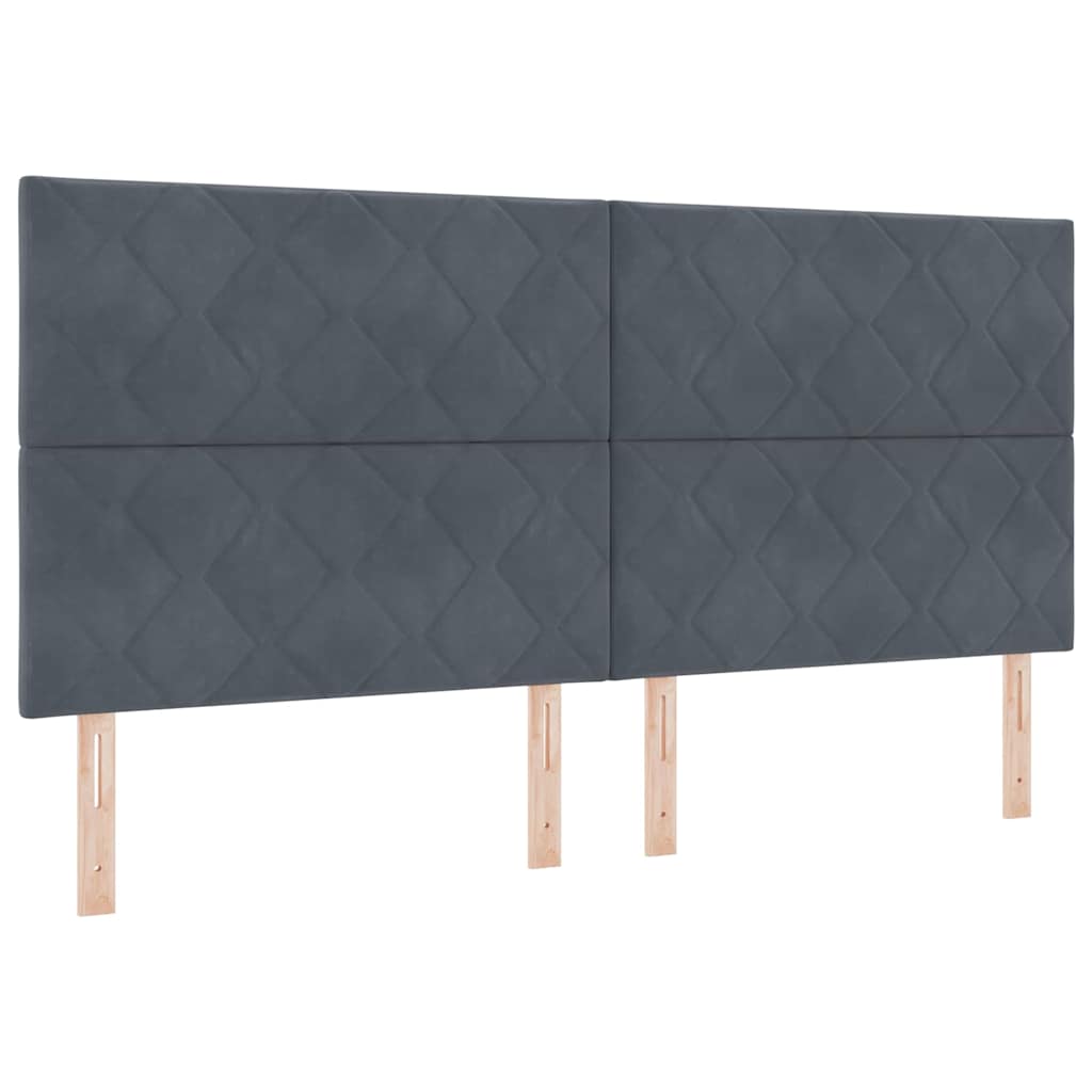 LED Boxspringbett mit Matratze Dunkelgrau 200 x 200 cm Samt
