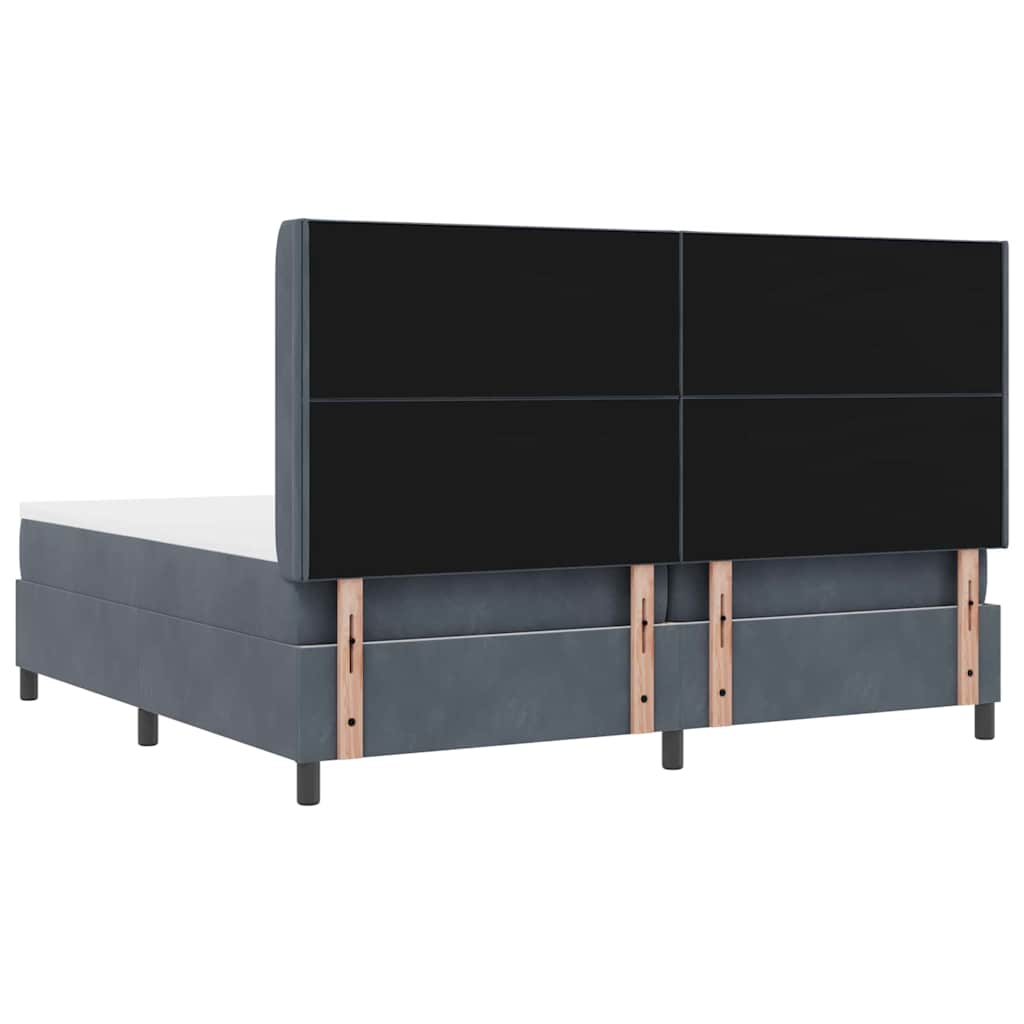 LED Boxspringbett mit Matratze Dunkelgrau 200 x 200 cm Samt