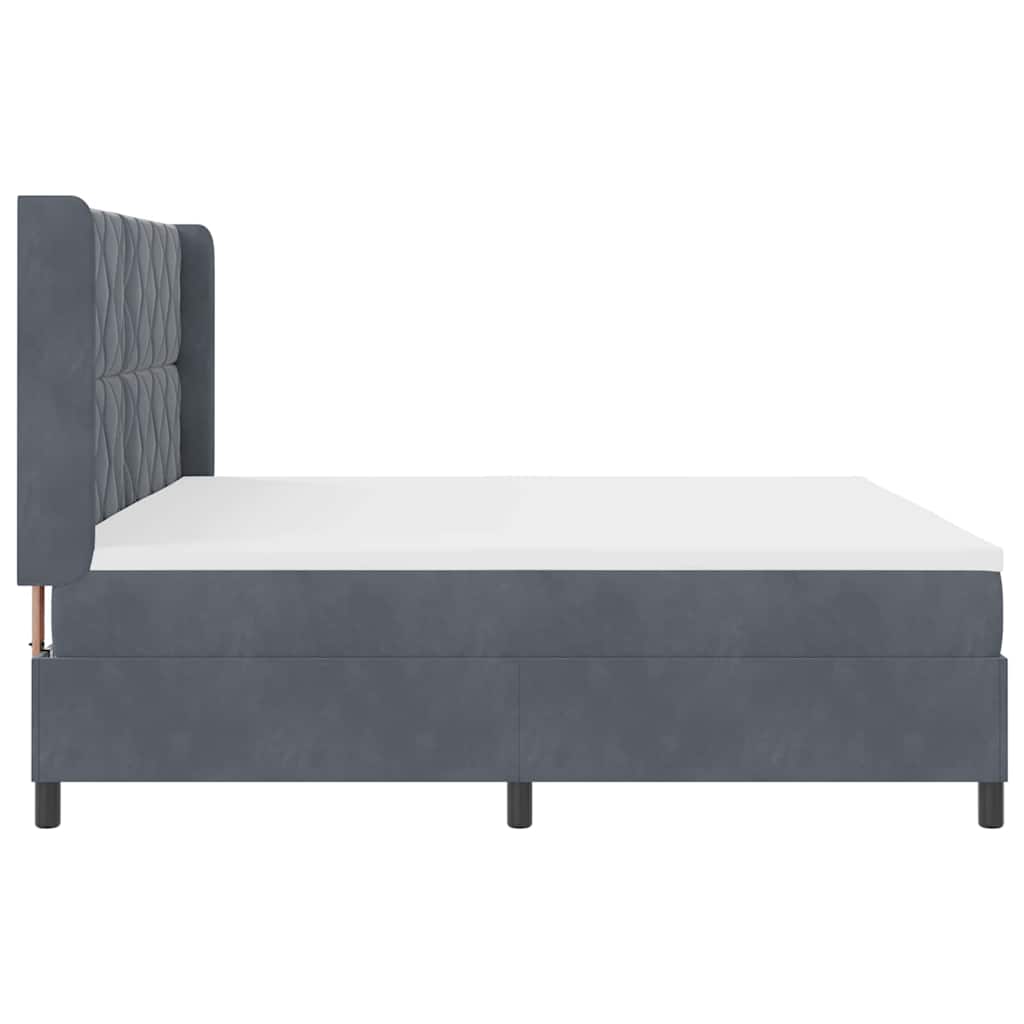 LED Boxspringbett mit Matratze Dunkelgrau 200 x 200 cm Samt