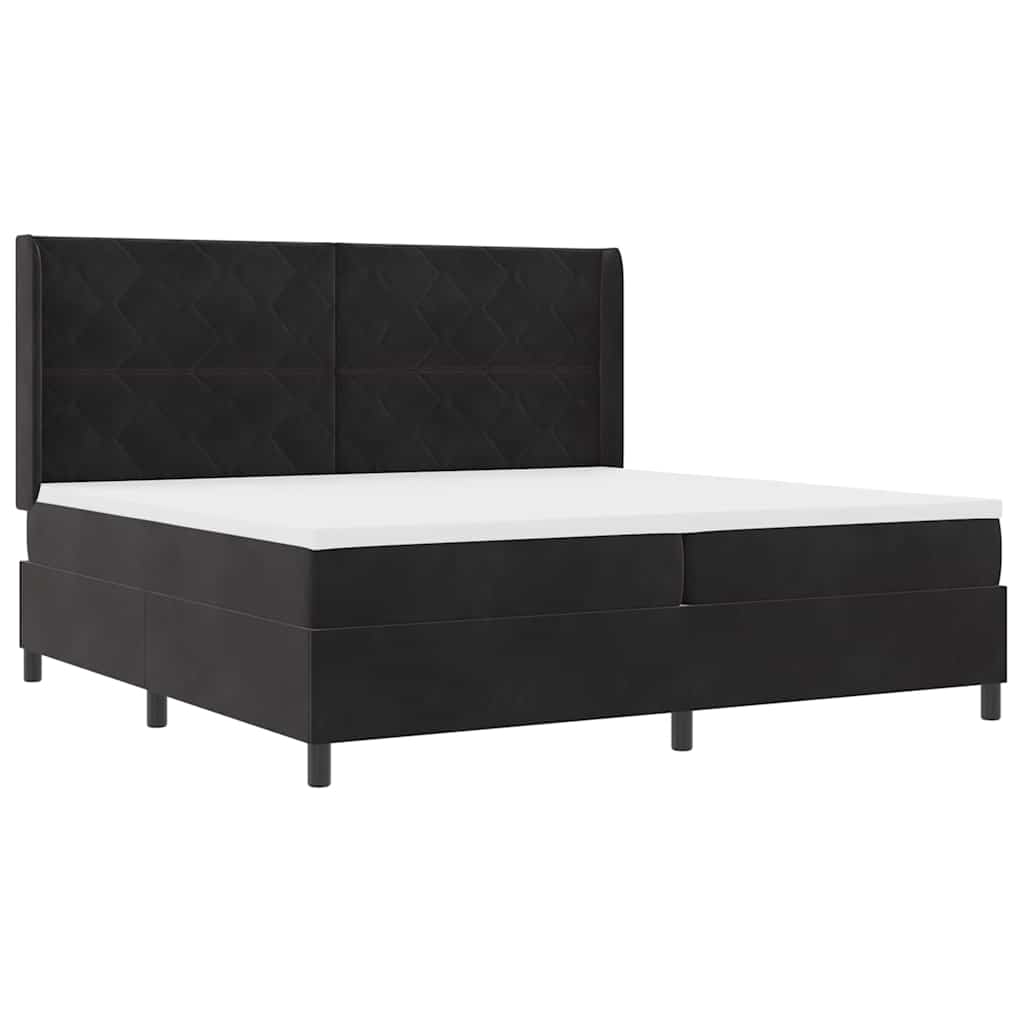 LED Boxspringbett mit Matratze Schwarz 200 x 200 cm Samt