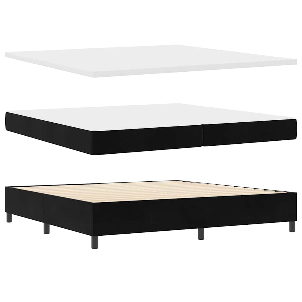 LED Boxspringbett mit Matratze Schwarz 200 x 200 cm Samt
