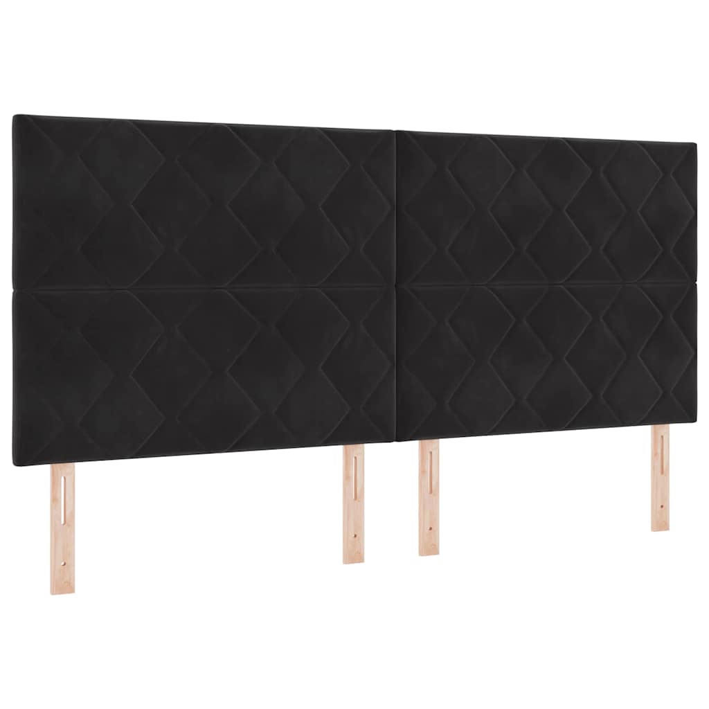 LED Boxspringbett mit Matratze Schwarz 200 x 200 cm Samt