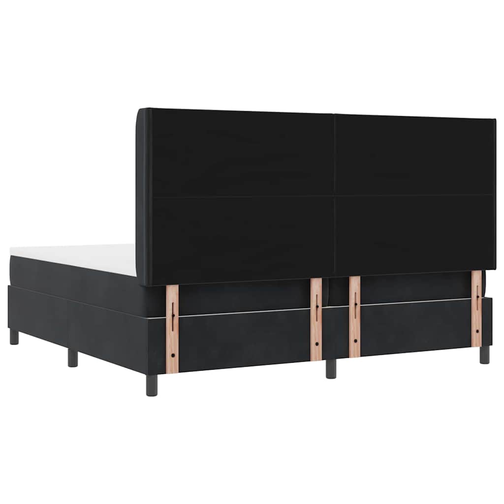 LED Boxspringbett mit Matratze Schwarz 200 x 200 cm Samt