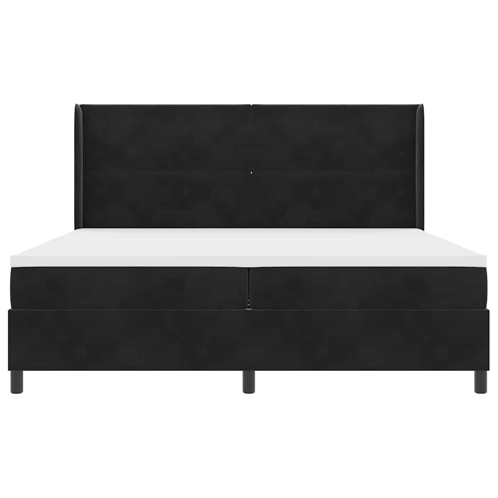 LED Boxspringbett mit Matratze Schwarz 200 x 200 cm Samt