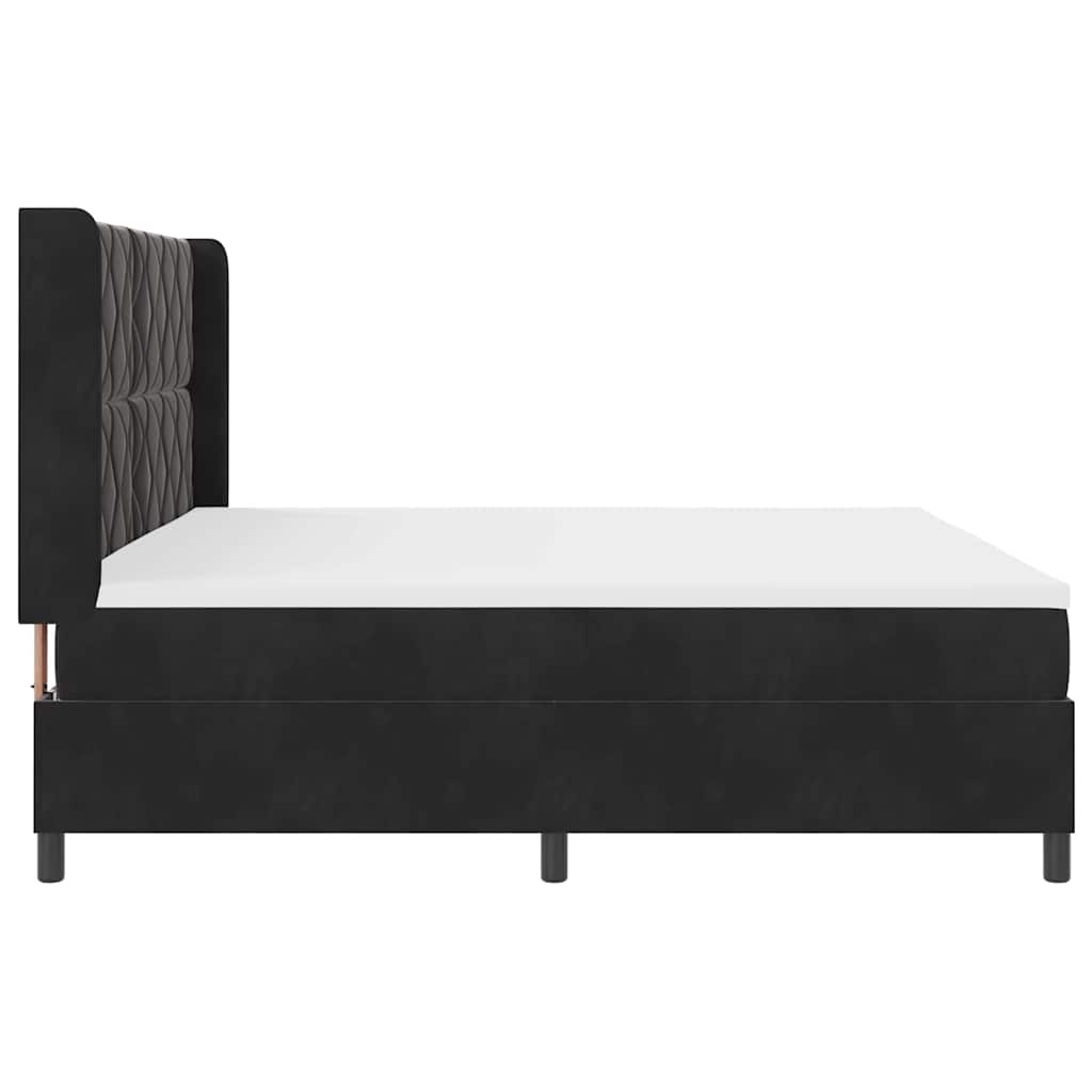 LED Boxspringbett mit Matratze Schwarz 200 x 200 cm Samt