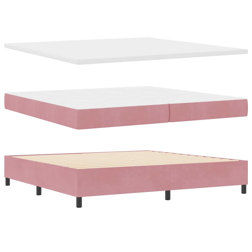LED Boxspringbett mit Matratze Rosa 200 x 200 cm Samt