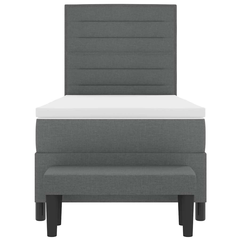 Boxspringbett mit Kissen Dunkelgrau 80 x 200 cm Stoff
