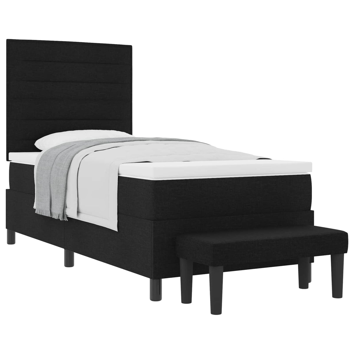 Boxspringbett mit Kissen mit Kopfteil Schwarz 80 x 200 cm Stoff
