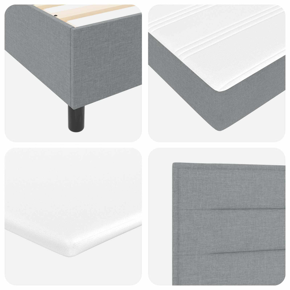 Boxspringbett mit Kopfteil Hellgrau 90 x 190 cm Stoff