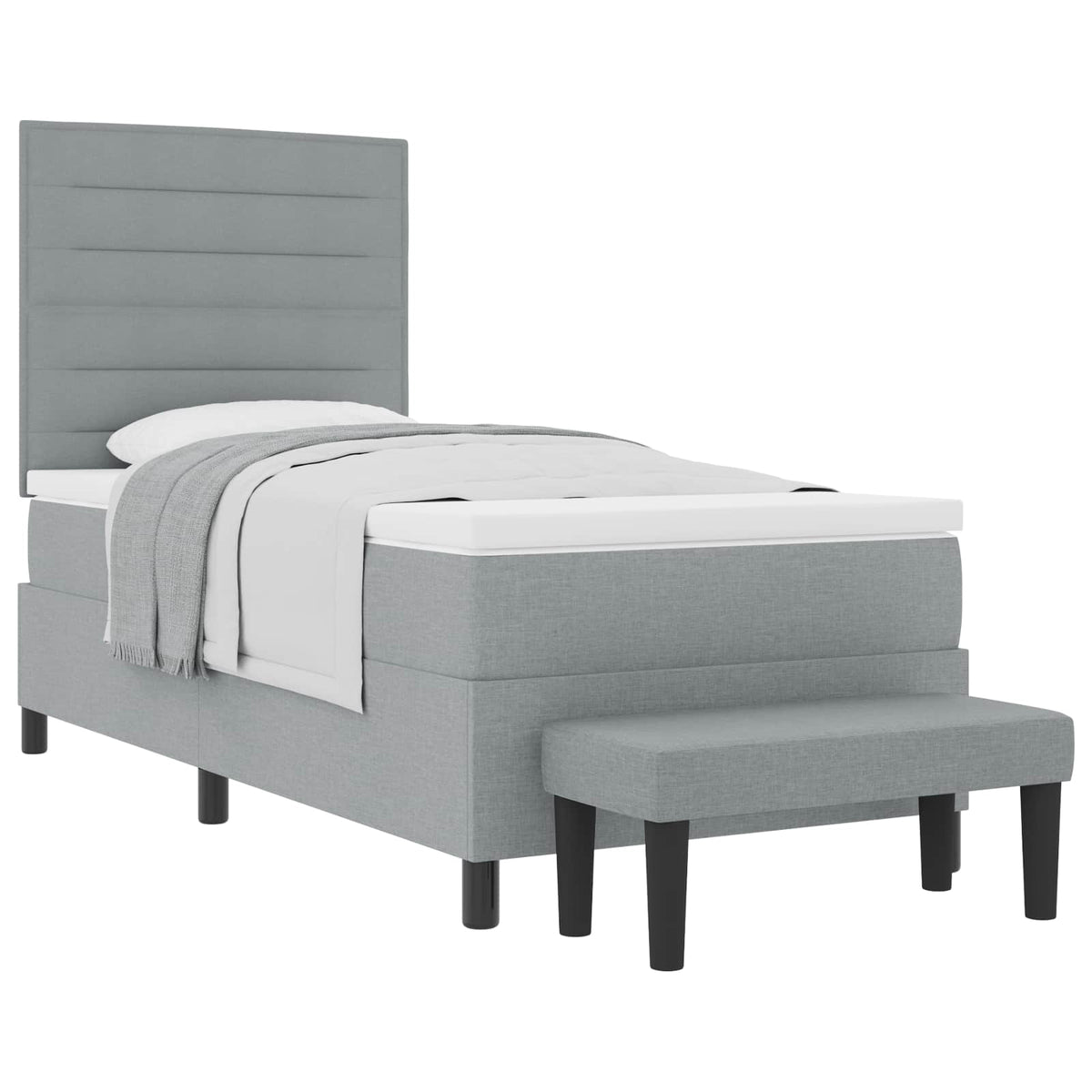 Boxspringbett mit Kopfteil Hellgrau 90 x 190 cm Stoff