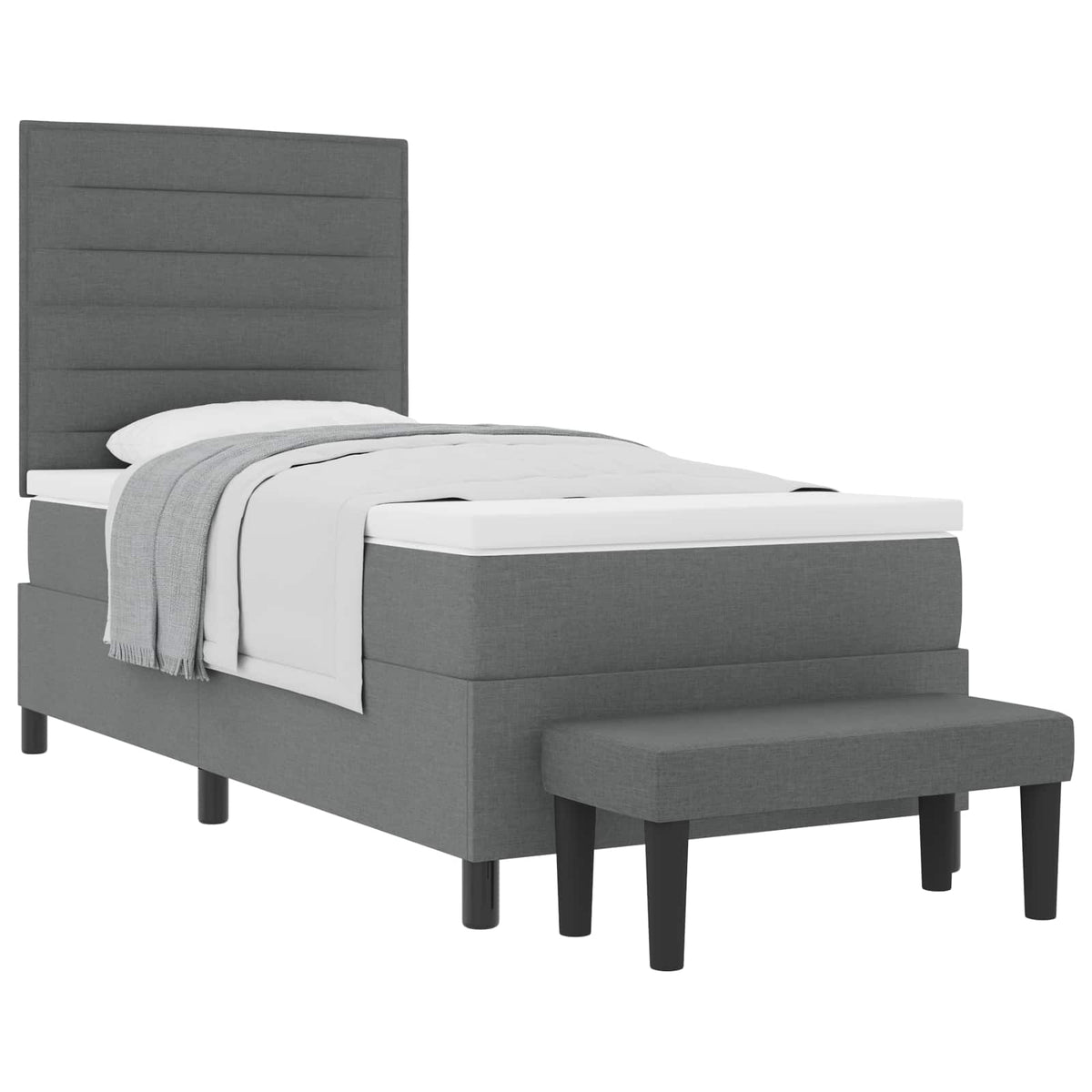Boxspringbett mit Kissen Dunkelgrau 90 x 190 cm Stoff
