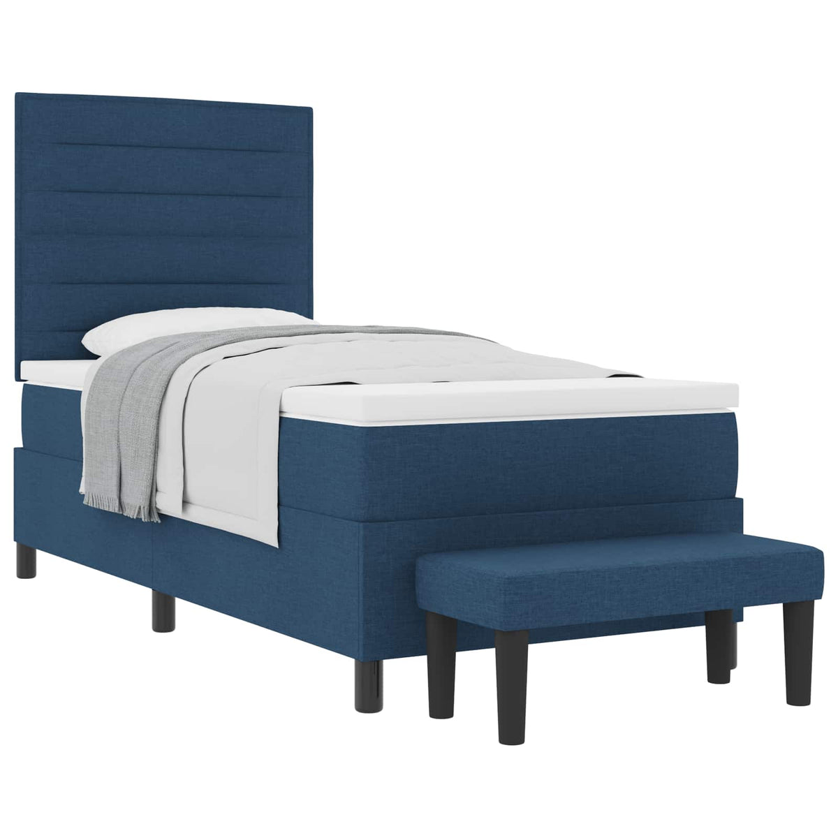 Boxspringbett mit Kopfteil Blau 90 x 190 cm Stoff