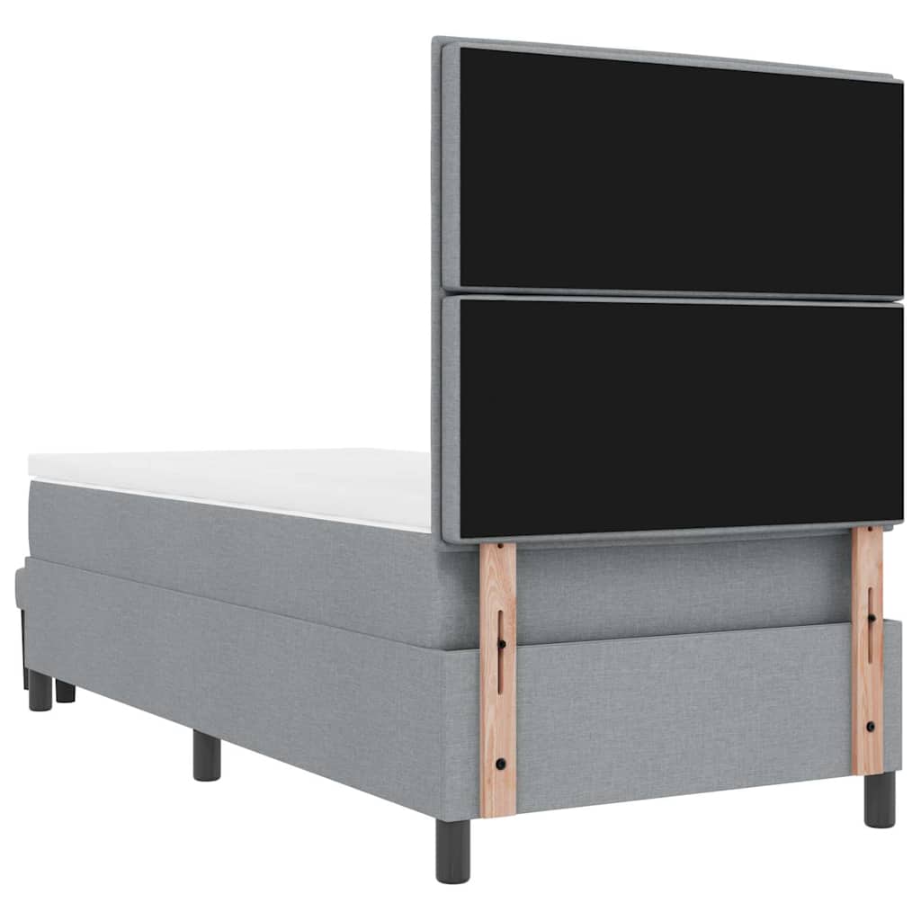 Boxspringbett mit Kopfteil Hellgrau 90 x 200 cm Stoff