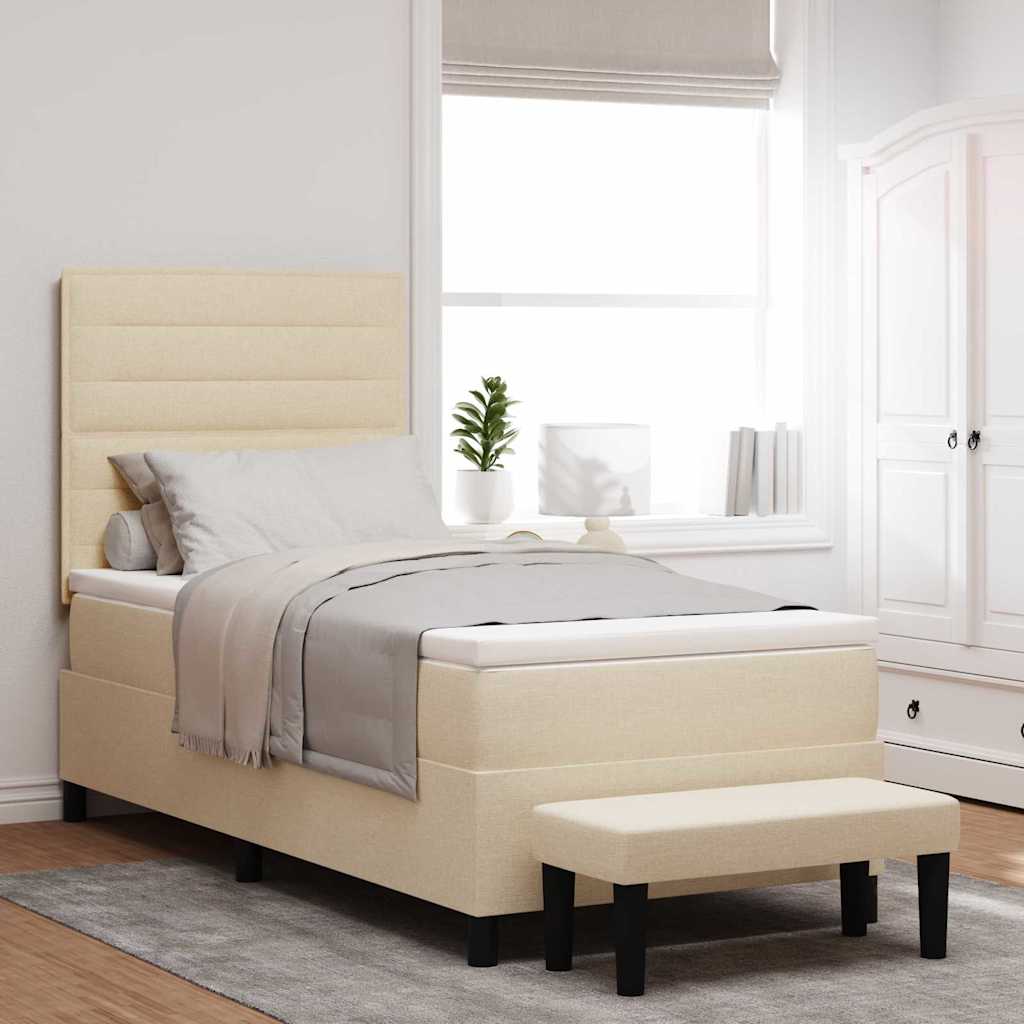Boxspringbett mit Kopfteil Creme 90 x 200 cm Stoff