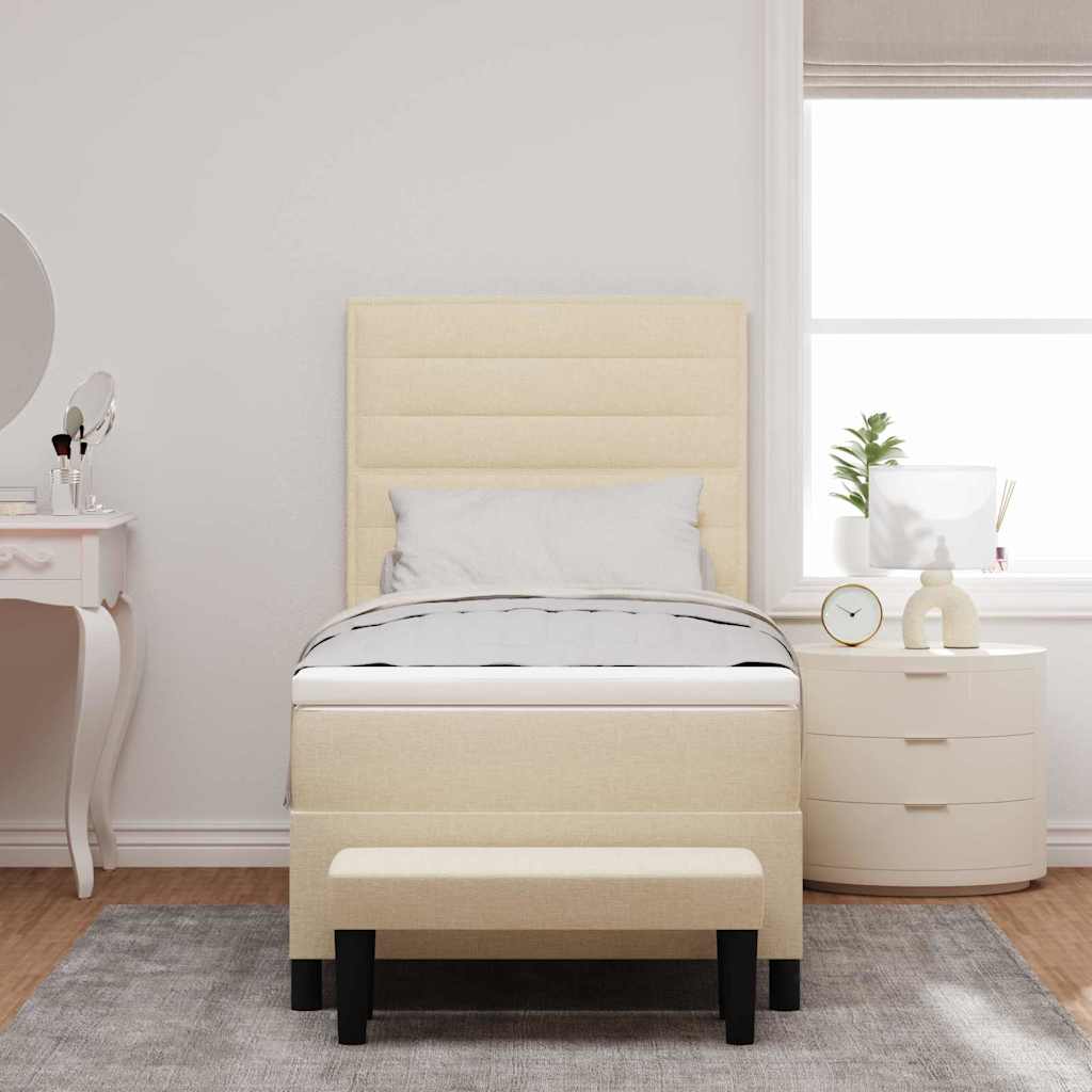Boxspringbett mit Kopfteil Creme 90 x 200 cm Stoff