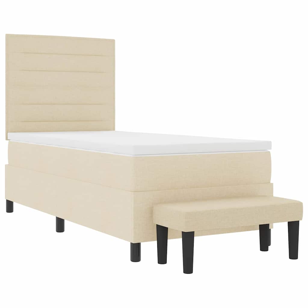 Boxspringbett mit Kopfteil Creme 90 x 200 cm Stoff