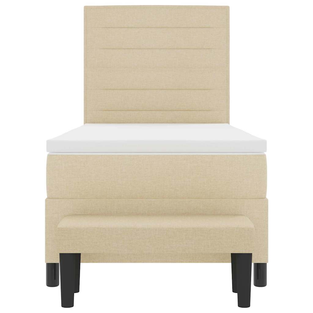 Boxspringbett mit Kopfteil Creme 90 x 200 cm Stoff