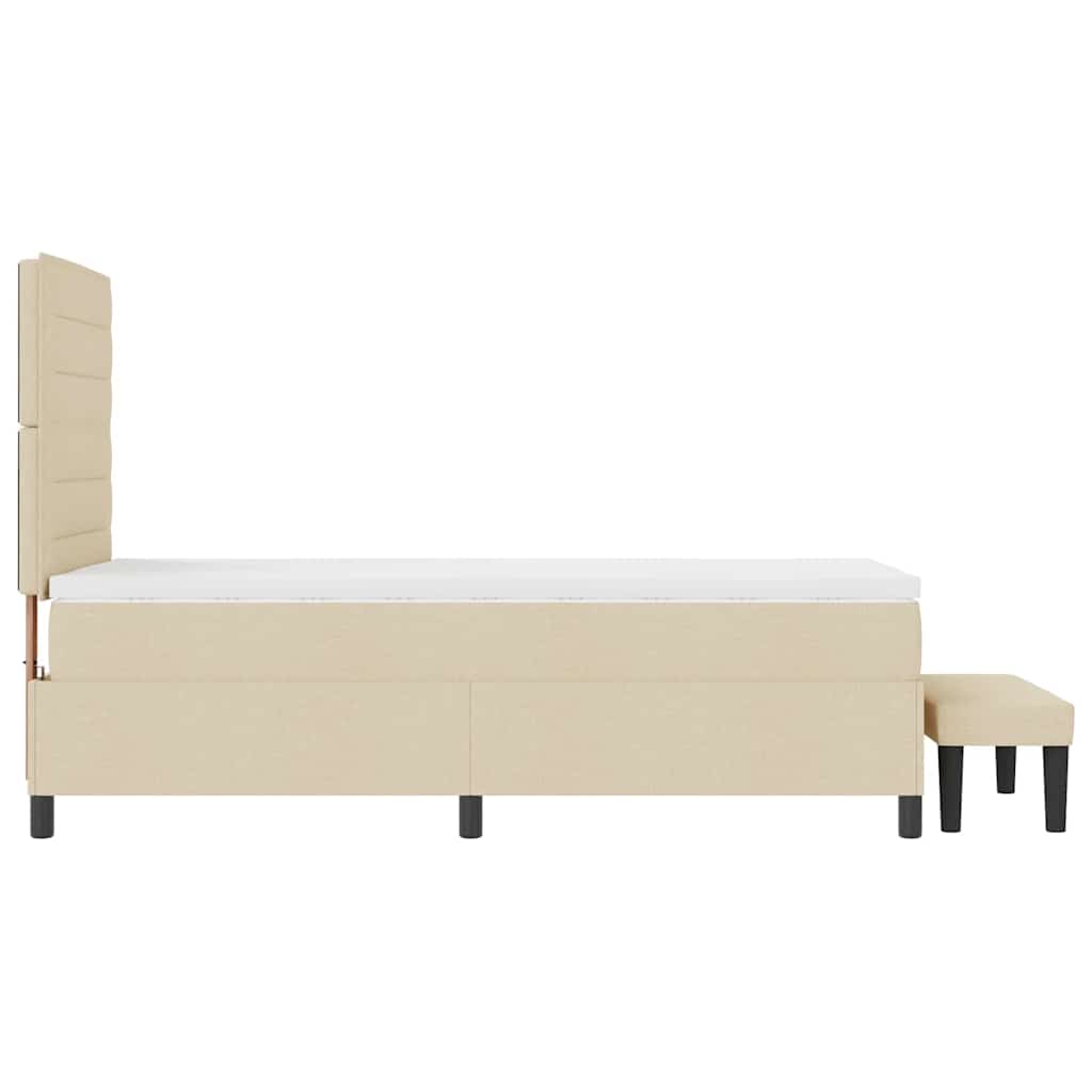 Boxspringbett mit Kopfteil Creme 90 x 200 cm Stoff
