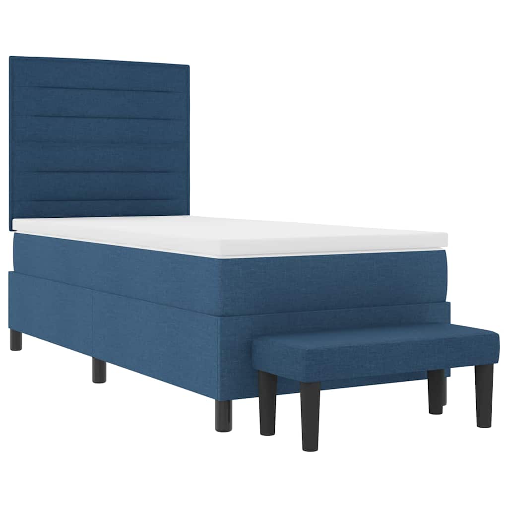 Boxspringbett mit Kopfteil Blau 90 x 200 cm Stoff