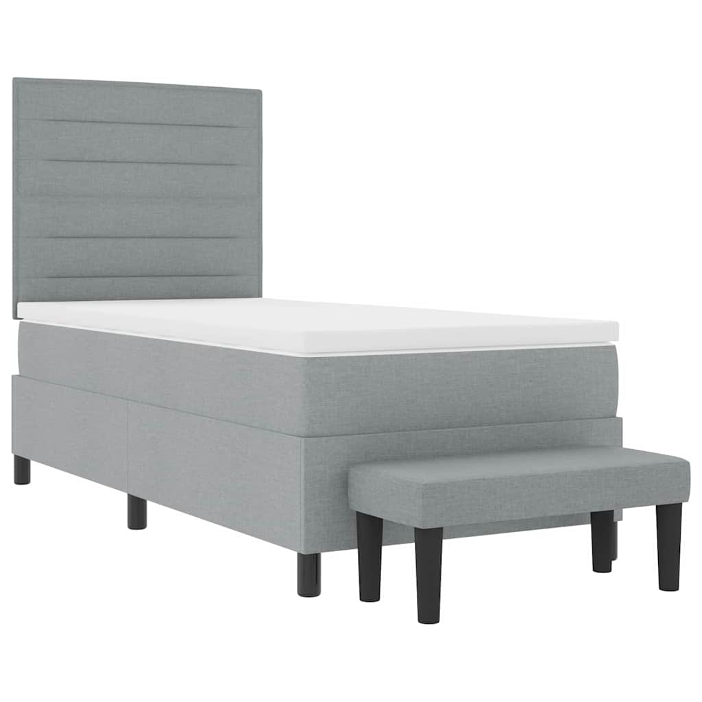 Boxspringbett mit Kopfteil Hellgrau 100 x 200 cm Stoff