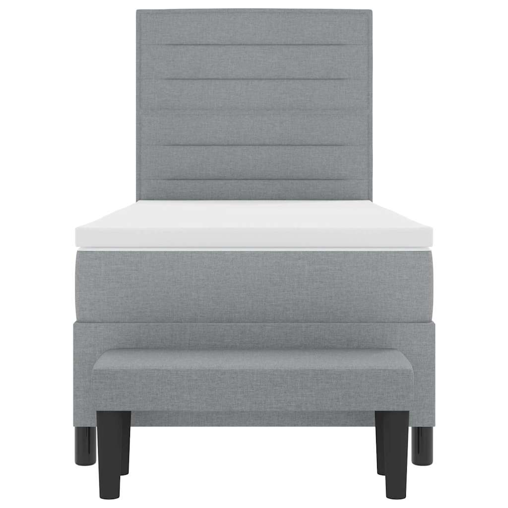 Boxspringbett mit Kopfteil Hellgrau 100 x 200 cm Stoff