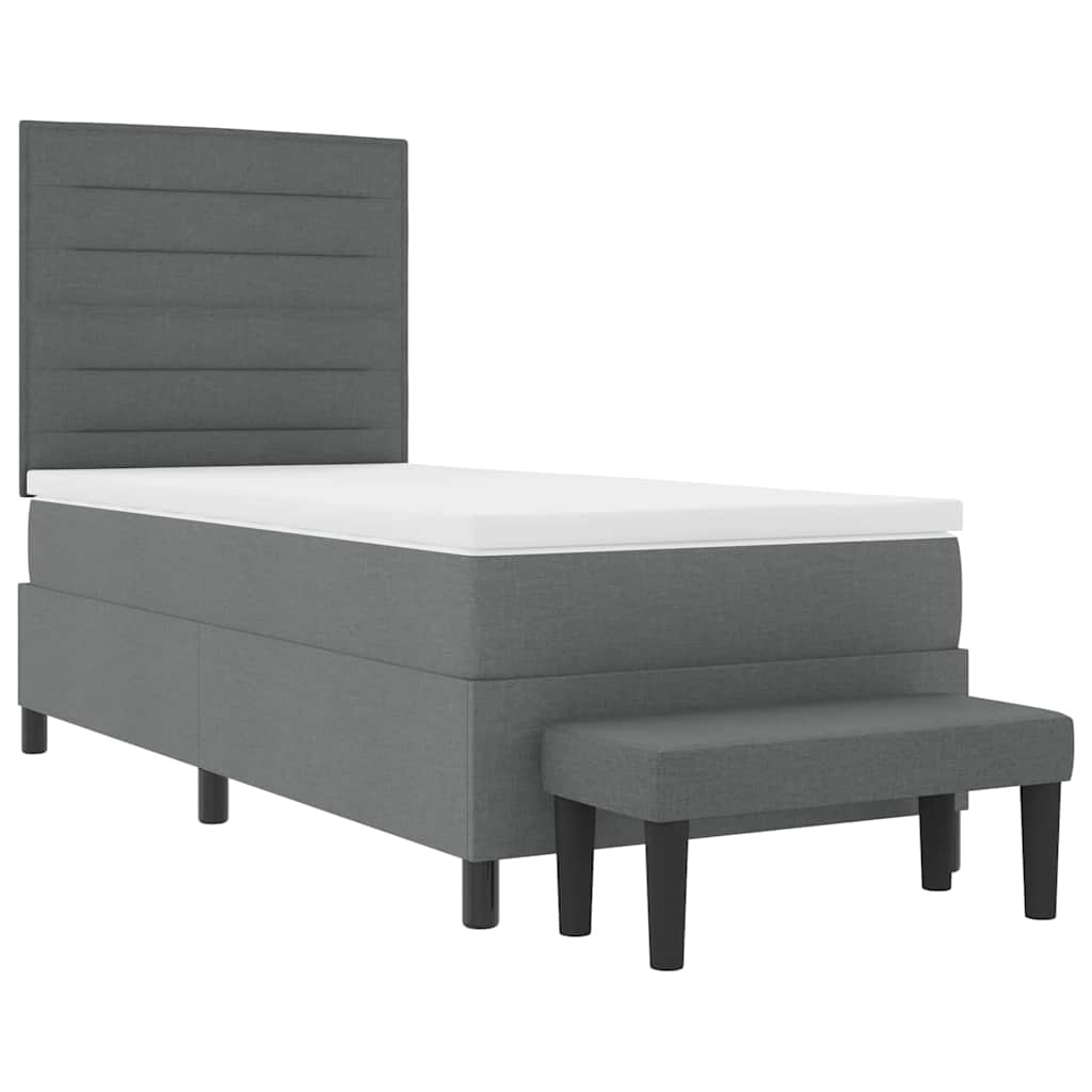 Boxspringbett mit Kopfteil Dunkelgrau 100 x 200 cm Stoff