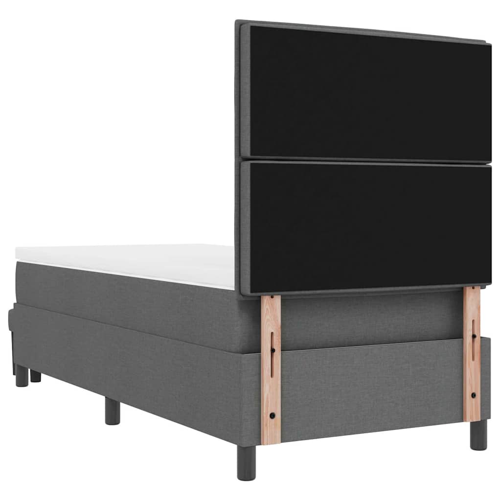 Boxspringbett mit Kopfteil Dunkelgrau 100 x 200 cm Stoff