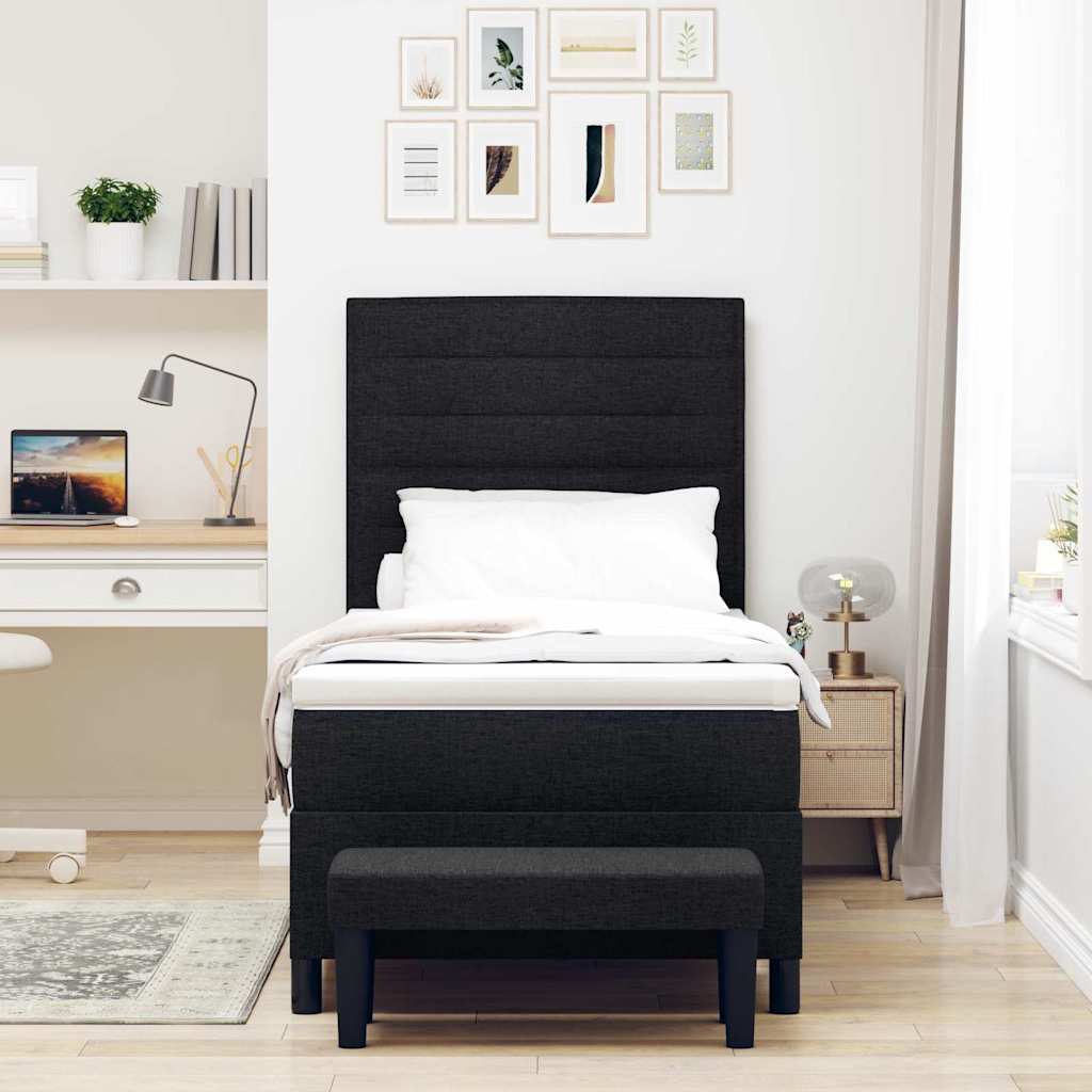 Boxspringbett mit Kopfteil Schwarz 100 x 200 cm Stoff