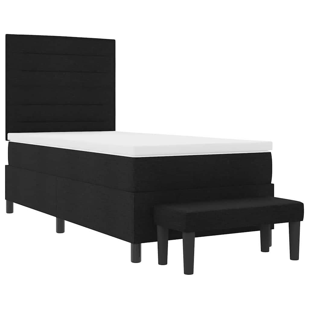 Boxspringbett mit Kopfteil Schwarz 100 x 200 cm Stoff