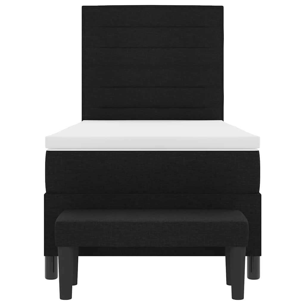 Boxspringbett mit Kopfteil Schwarz 100 x 200 cm Stoff