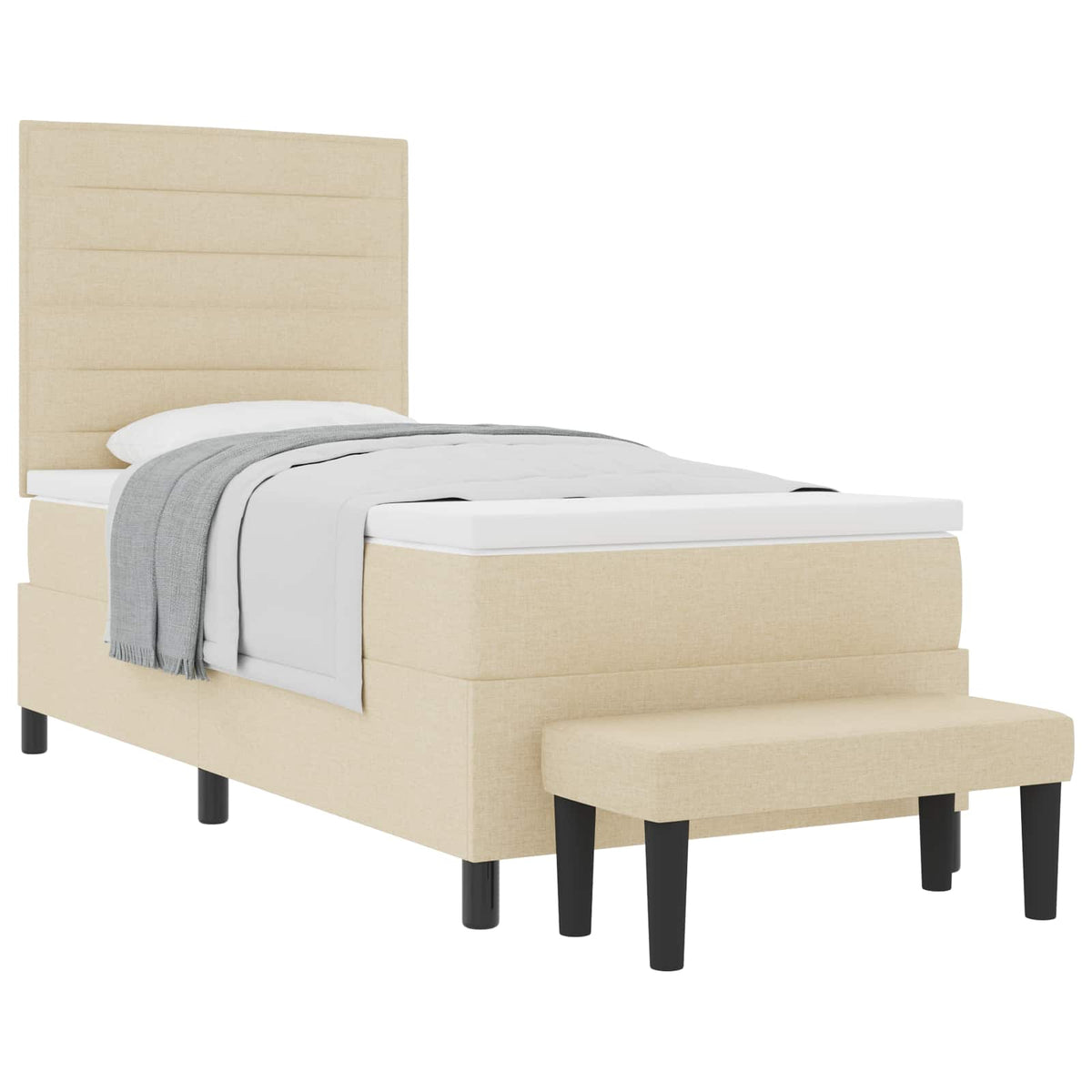 Boxspringbett mit Kissen mit Kopfteil Creme 100 x 200 cm Stoff