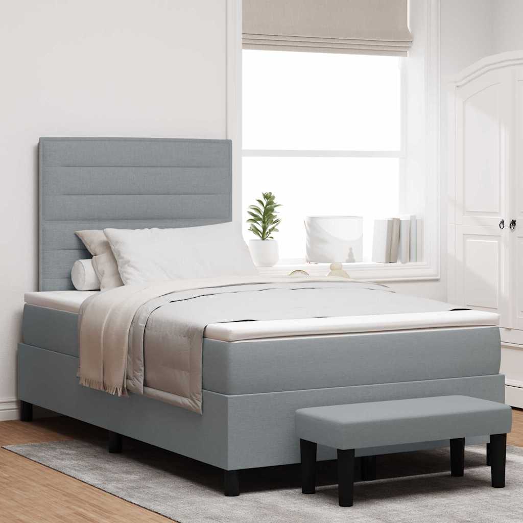 Boxspringbett mit Kopfteil Hellgrau 120 x 190 cm Stoff