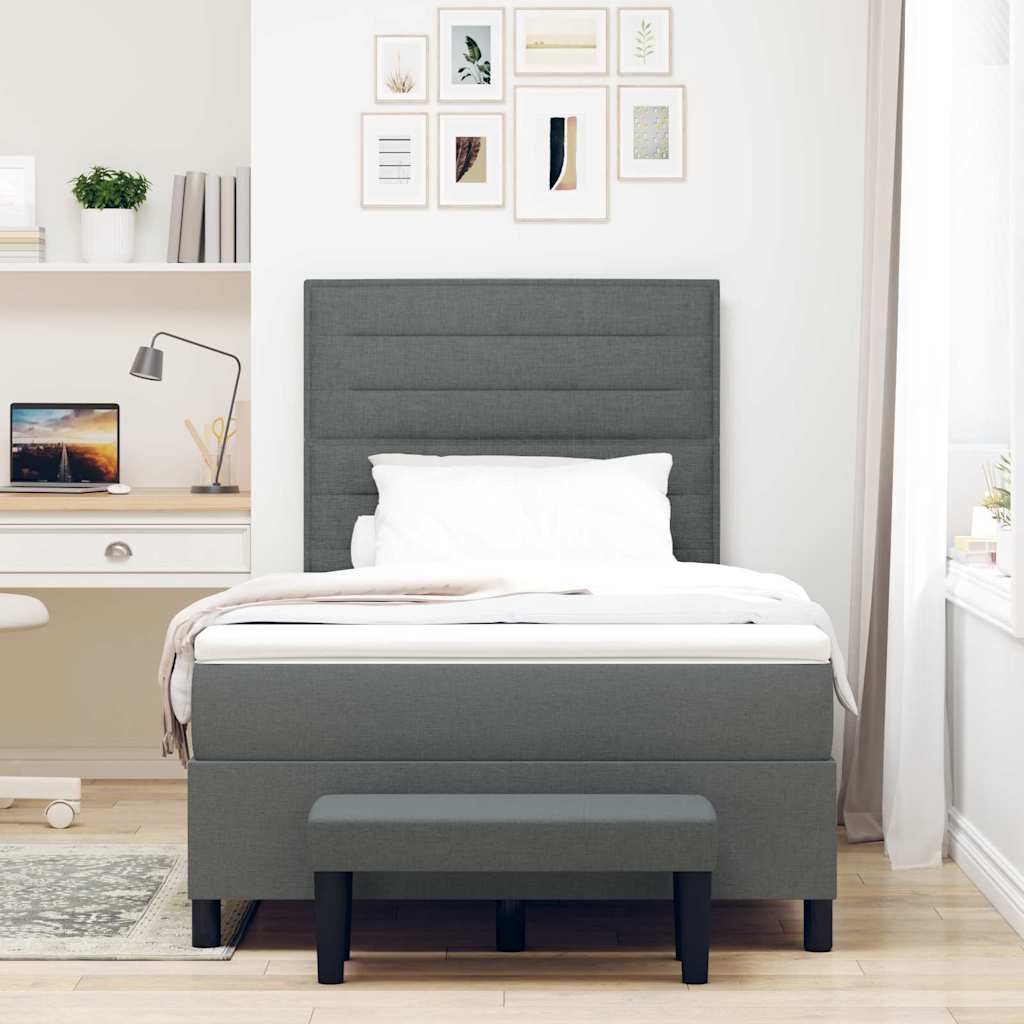 Boxspringbett mit Kopfteil Dunkelgrau 120 x 190 cm Stoff