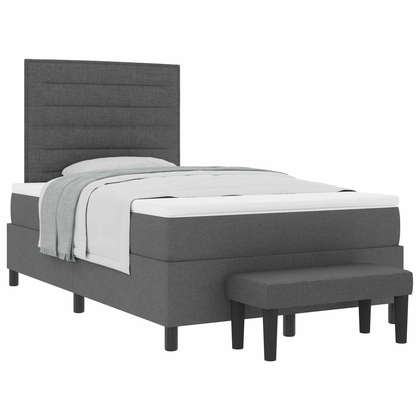 Boxspringbett mit Kopfteil Dunkelgrau 120 x 190 cm Stoff