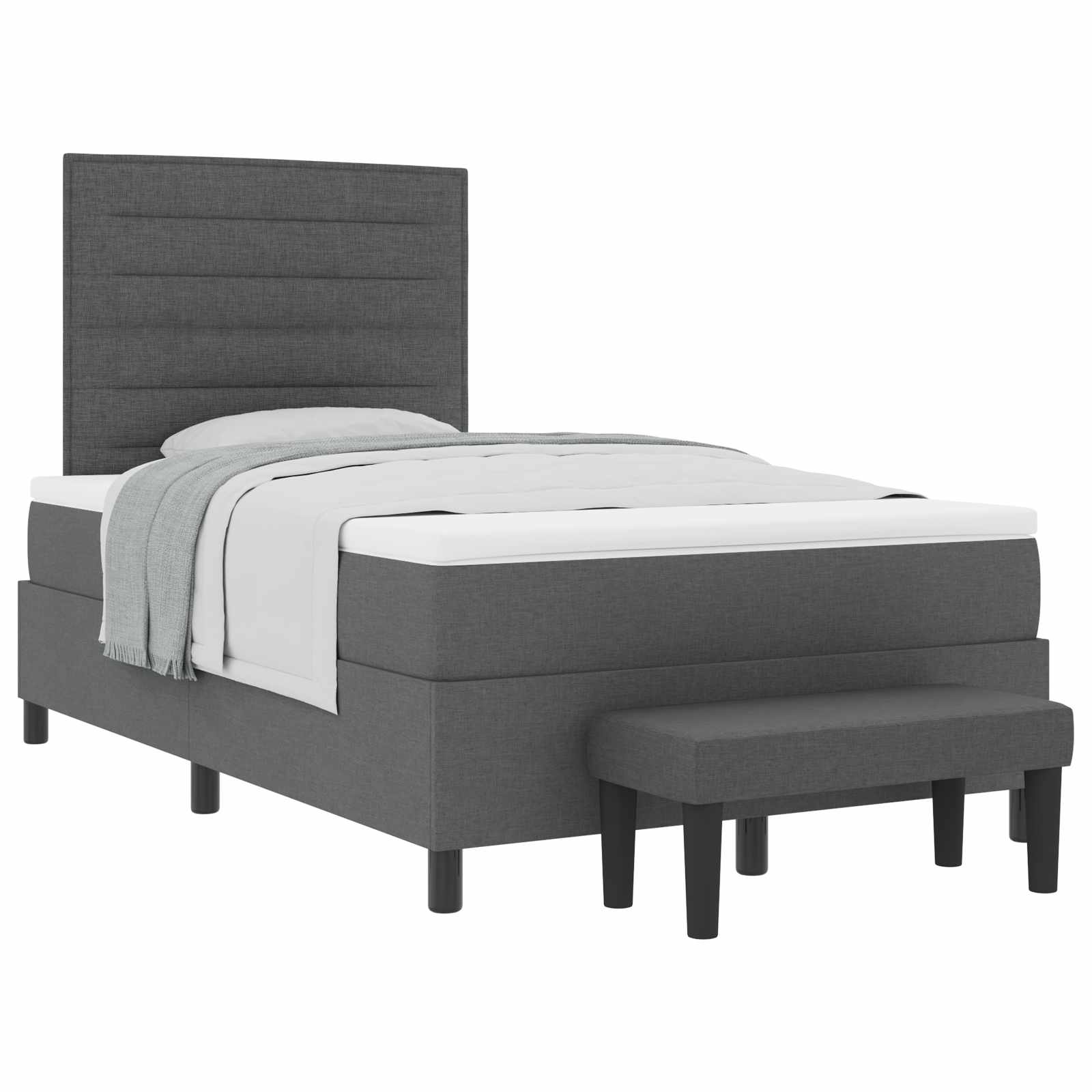 Boxspringbett mit Kopfteil Dunkelgrau 120 x 190 cm Stoff