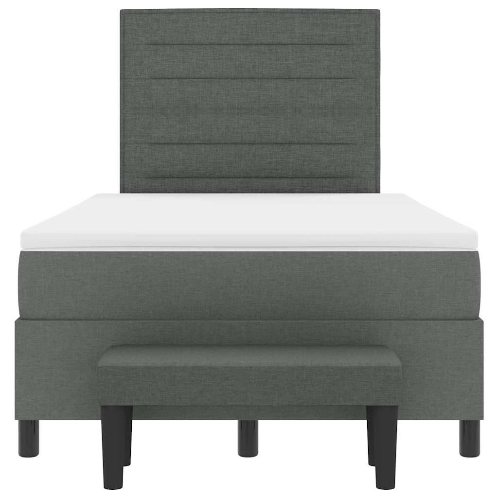 Boxspringbett mit Kopfteil Dunkelgrau 120 x 190 cm Stoff
