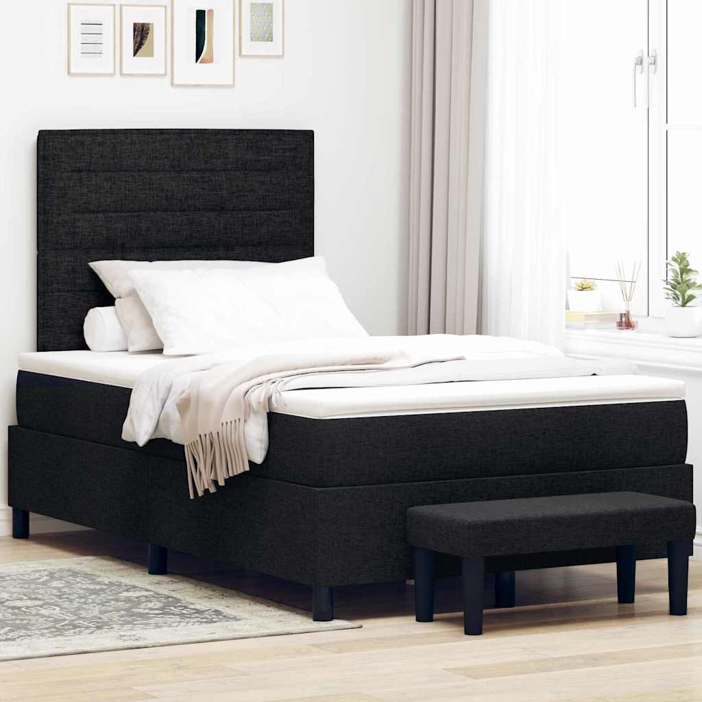 Boxspringbett mit Kopfteil Schwarz 120 x 190 cm Stoff