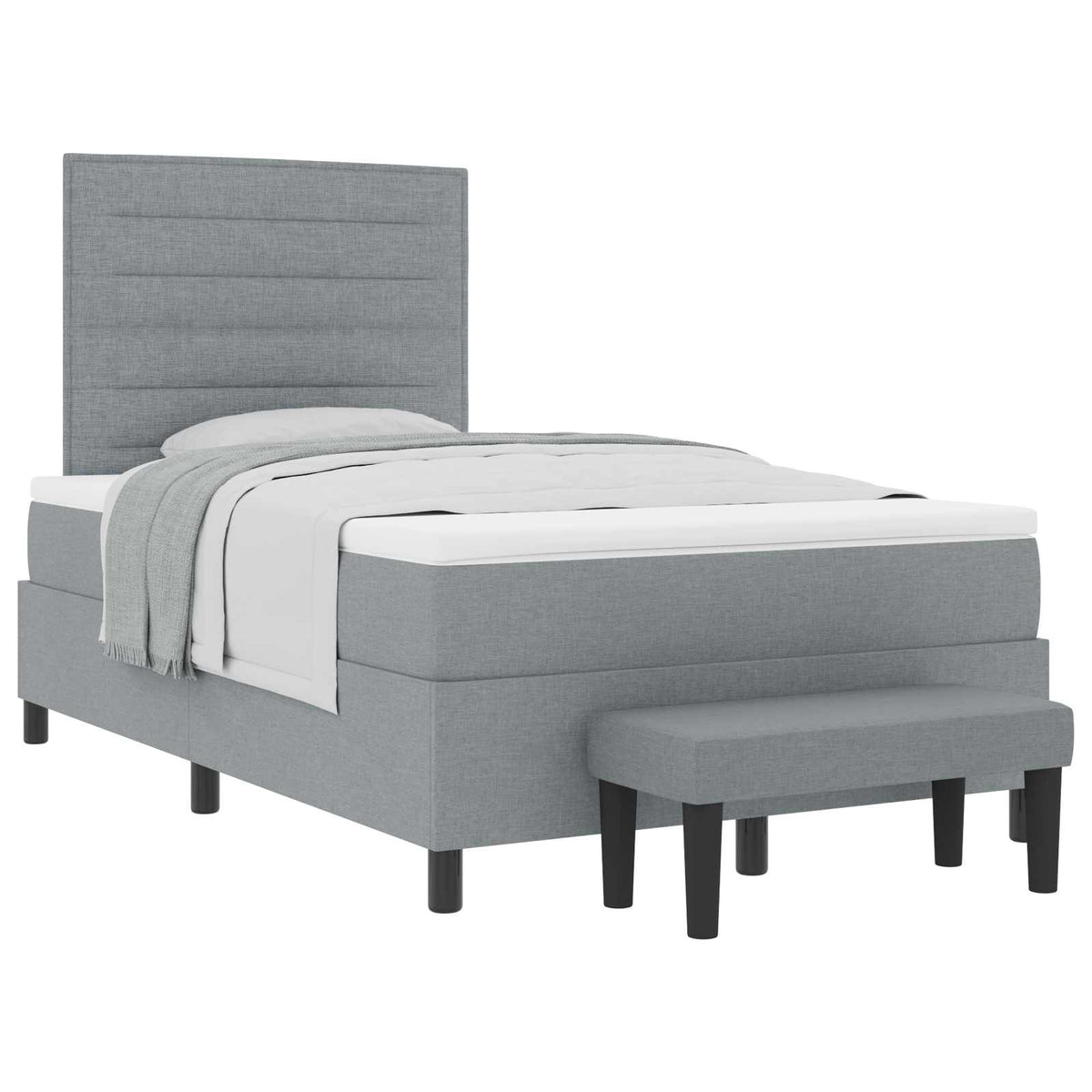 Boxspringbett mit Kissen Hellgrau 120 x 200 cm Stoff