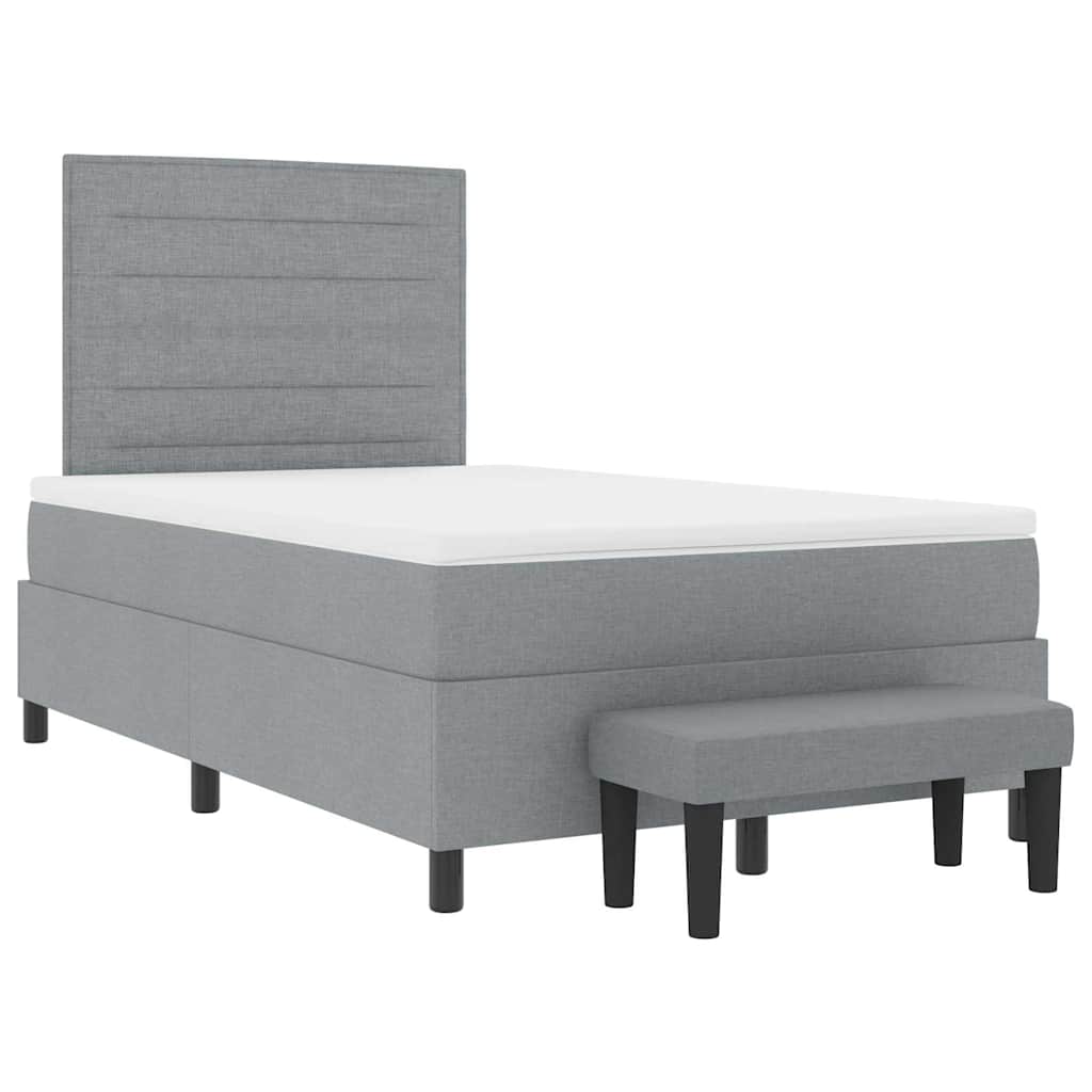Boxspringbett mit Kissen Hellgrau 120 x 200 cm Stoff