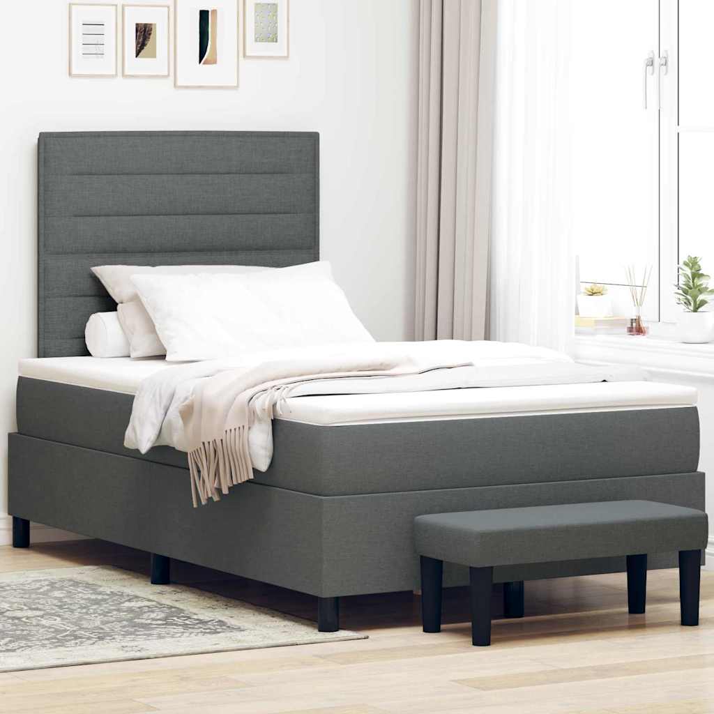 Boxspringbett mit Kissen Dunkelgrau 120 x 200 cm Stoff