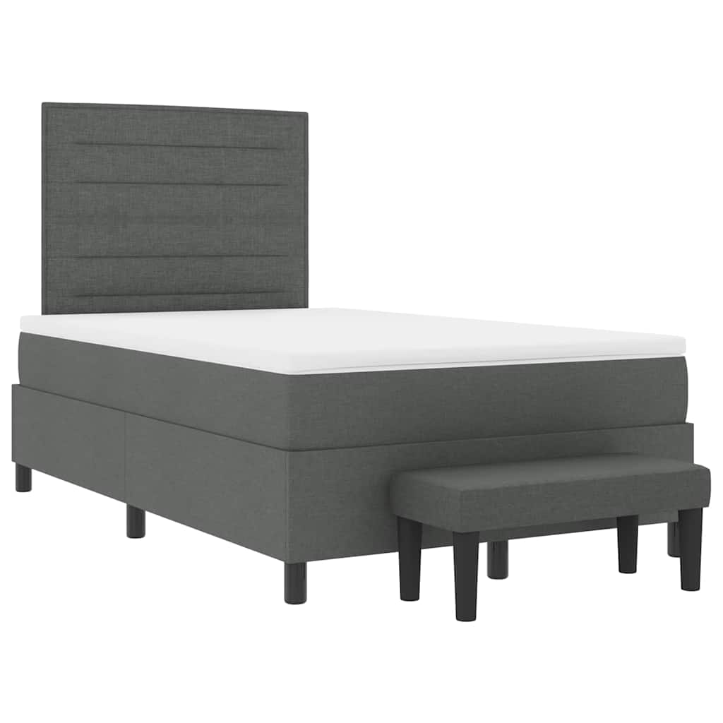 Boxspringbett mit Kissen Dunkelgrau 120 x 200 cm Stoff