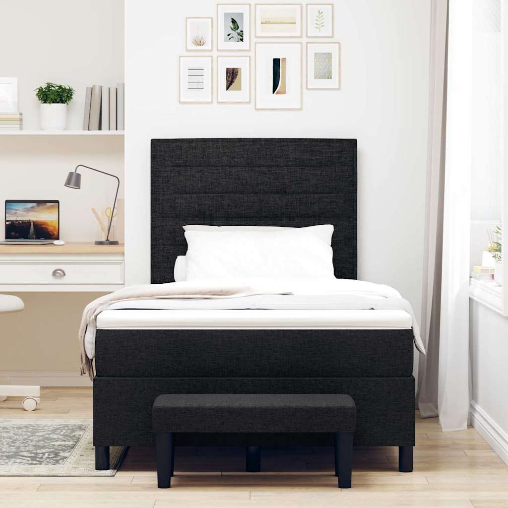 Boxspringbett mit Kopfteil Schwarz 120 x 200 cm Stoff