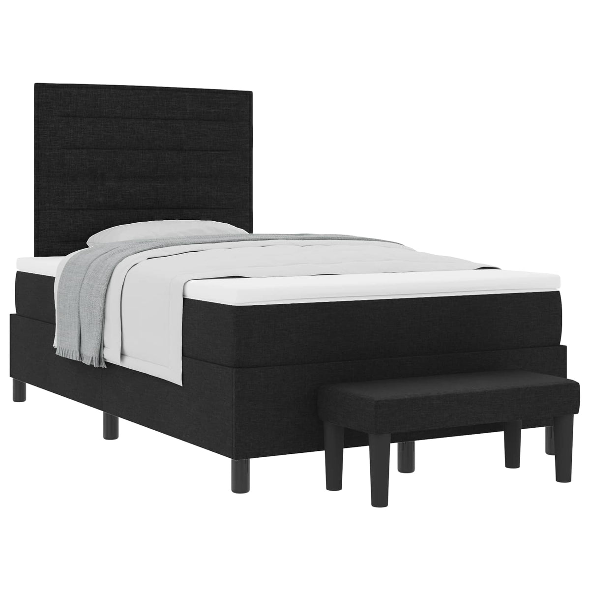 Boxspringbett mit Kopfteil Schwarz 120 x 200 cm Stoff